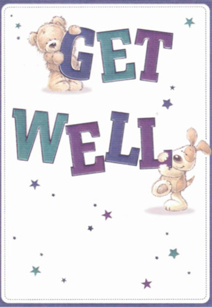This card, bursting with gentle encouragement, feels rooted in the community spirit woven through Friern Barnet. Illustrated with a friendly bear and a cheerful puppy, it exudes positivity and warmth-their playful gestures sending invisible wishes like petals drifting above the footpaths of Friary Park. Star-shaped motifs in vibrant purples and teals swirl amongst the bold 'Get Well' lettering, grounding the scene with cheerful reassurance reminiscent of the eye-catching bouquets that brighten shop fronts along Woodhouse Road. The textures are so thoughtfully rendered-the bear's soft fluff and the puppy's velvety, floppy ears-that one could almost reach out and touch them, as tangible as freshly gathered flowers. Envisioning this card paired with a delicate, hand-tied arrangement from Florist Friern Barnet conjures a double dose of care and hope, radiating the upbeat, light-hearted mood so vital for lifting spirits at any age. Whether intended for a loved one or a valued neighbour, the design brings to mind the everyday joys and small kindnesses scattered across Friern Barnet.