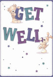 From the heart of Friern Barnet, this radiant get well card offers warmth and playful hope, mirrored in the welcoming spirit of the area. Two adorable illustrated friends-a cuddly brown bear and a floppy-eared puppy-bring to life the words 'Get Well,' each character balancing atop bold letters in vibrant indigo and teal hues. Their joyful expressions and endearing postures fill the card with cheer, set against a gentle cream background that glows quietly. Twinkling stars in blues and purples add a sprinkle of magic, evoking the uplifting feel of a walk through Friary Park just as the flowers begin to bloom. The carefully detailed fur of the bear and puppy has such a tactile look, it seems almost tangible-a comforting visual embrace for anyone on the mend. More than a simple greeting, this card delivers sincere, heartfelt kindness, making it an ideal companion to a fresh bouquet or a friendly visit anywhere in Friern Barnet.